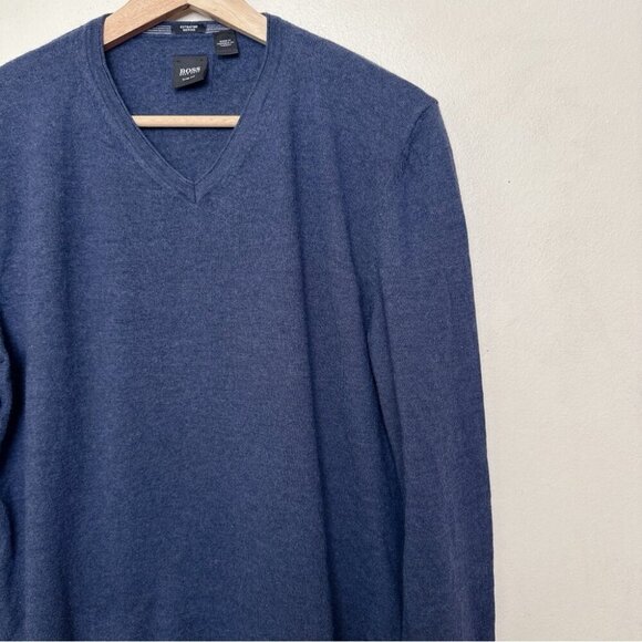 Hugo Boss Mens Xlarge Vneck Extrafine Merino Slim Fit Baku Sweater - Picture 3 of 15